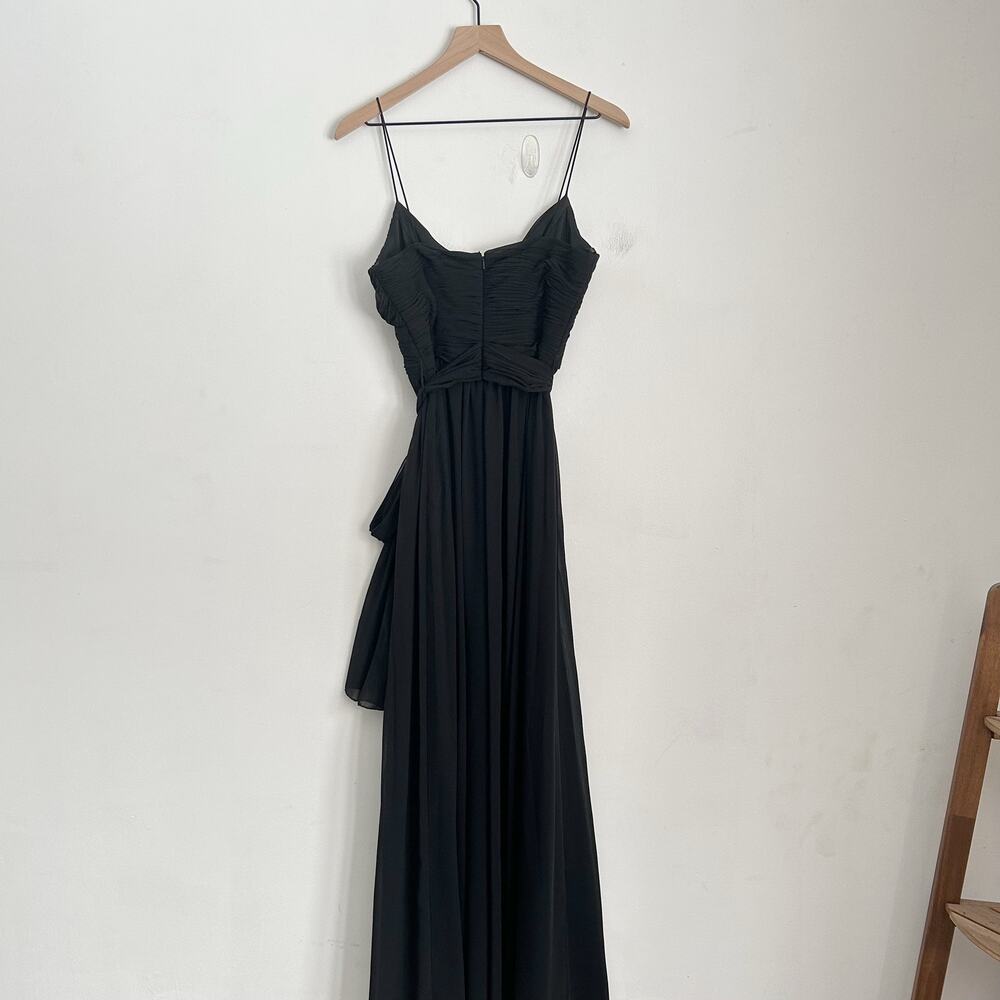 Mac Duggal Sleeveless Ruched Tie Wide Leg Jumpsuit Black Size S - Picture 5 of 7